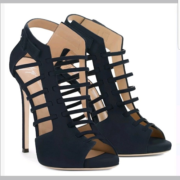 Giuseppe for Jennifer Lopez Jen Caged Navy suede - Picture 2 of 7